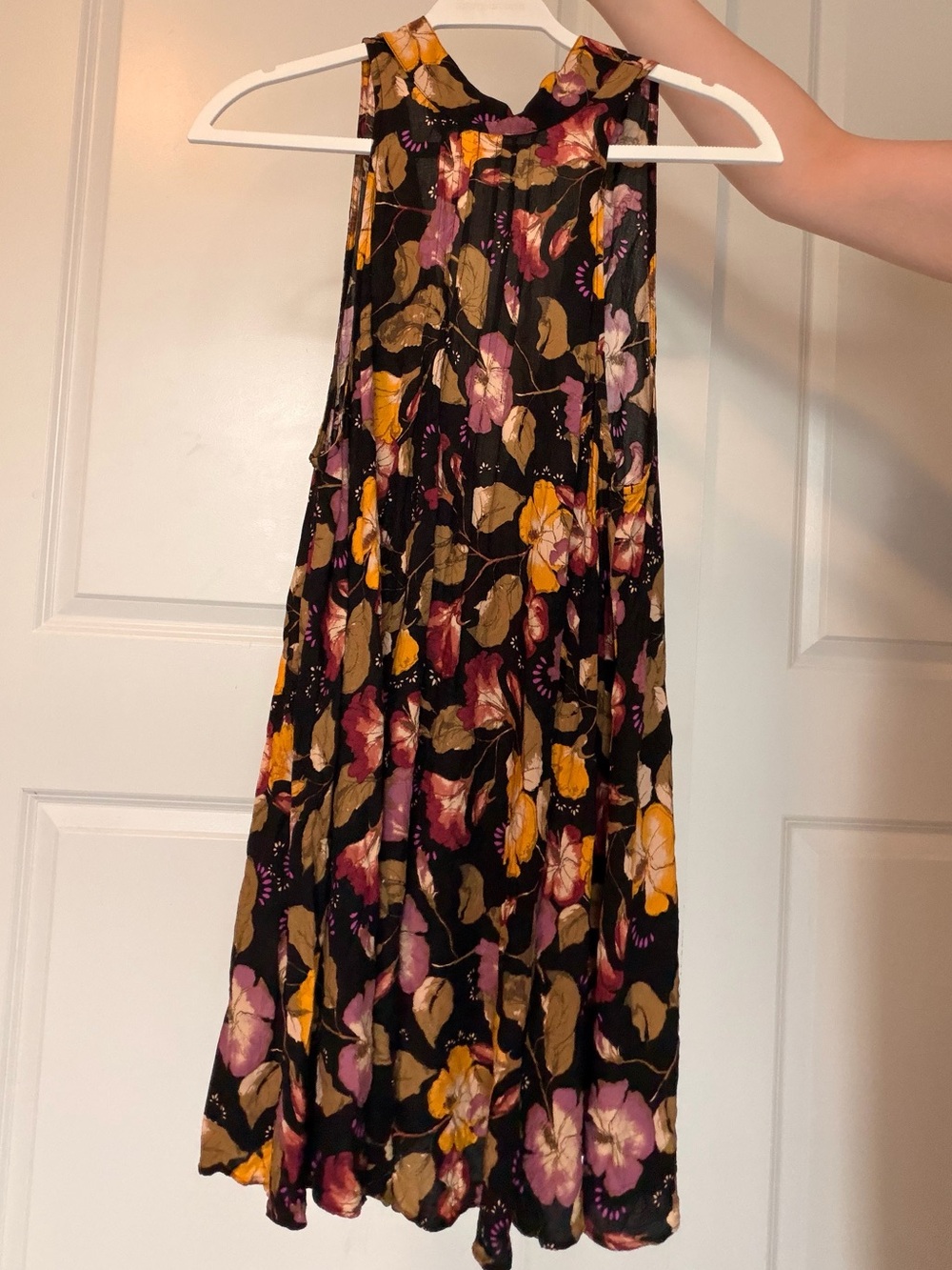 Free People Black Midi Dress with Pink & Mustard Floral